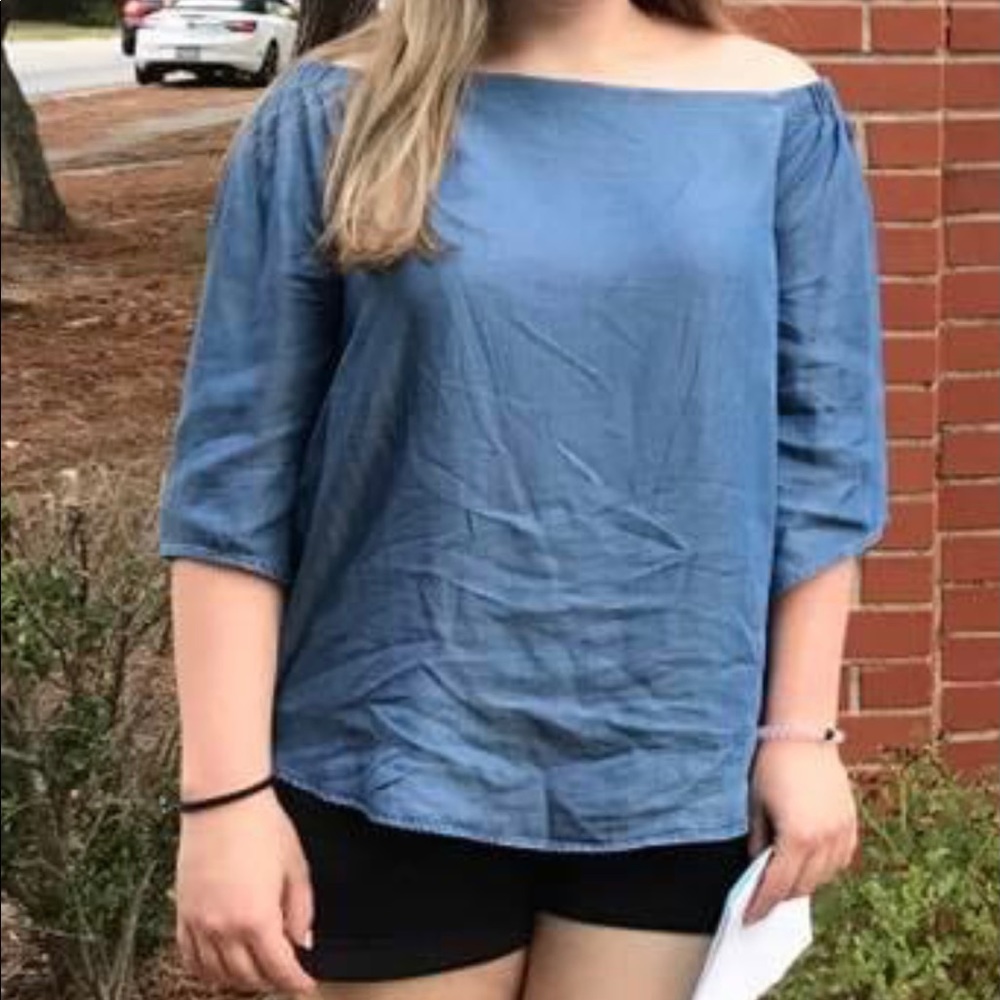 zac & rachel off the shoulder top